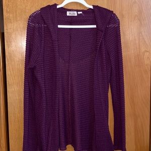 Hooded open stitch cardigan